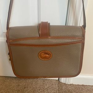 Vintage Dooney & Bourke Two-tone Brown & Grey Leather Bag. Some leatherwear pic5
